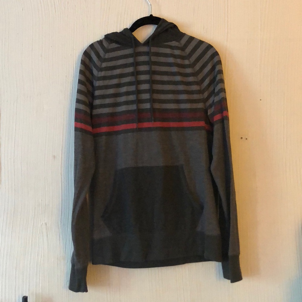 Striped long-sleeved tee with hood!